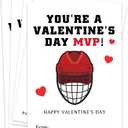 Hockey Valentine's Day Cards for Kids Classroom, Pack of 30 Classroom Valentines Cards, School Exchange for Boys and Girls, Valentine's Day Gift Tags for Class- QR04