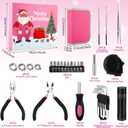 24 Pcs 2025 Pink Christmas Advent Calendar for Teen Girls Women 24 Days Pink Tool Advent Calendar Household Hand Tool Kit Mini Repair Set for Women Household and Office Christmas Xmas Gifts