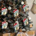 9 Foot Ski Lift Gondola Hanging Christmas Garland with Wooden Ski Ornaments and Cable Car Skier, Perfect for Home Party Decor