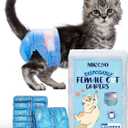 MICOOYO Disposable Cat Diapers, Cat Diapers for Female Cats with Ultra Stretchy, Puppy Diaper Super Absorbent, Fit for Cats in Heat or Incontinence, 60 Count Extra Small Size (XS)