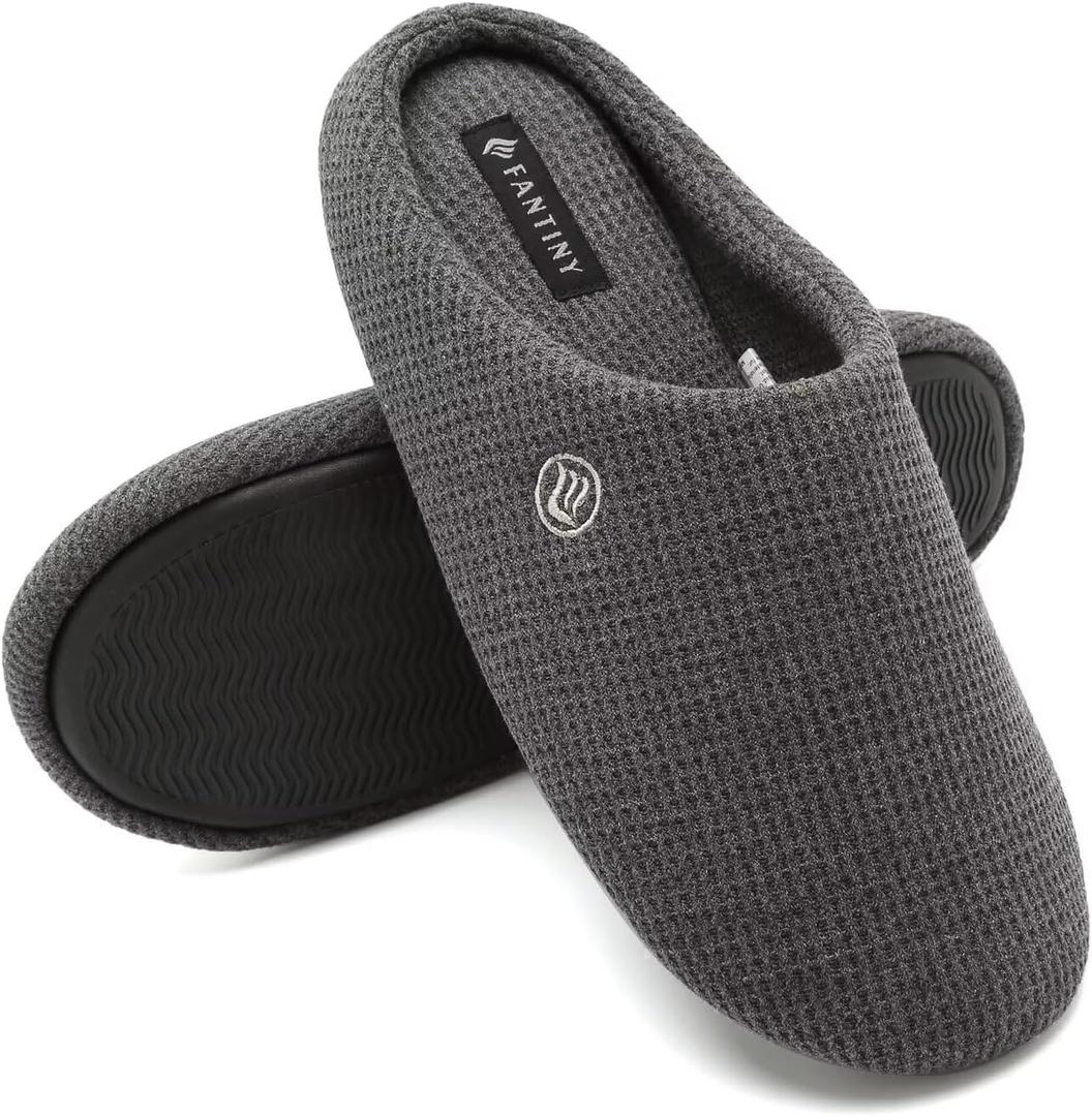 CIOR Unisex Men's Women's Memory Foam Slippers Comfort Cotton-blend Closed Toe House Shoes Indoor Scuff (11-12 Women/9-10 Men, 10.dark Gray)