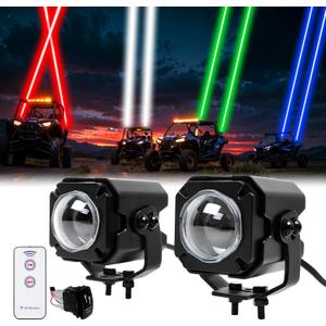 2PCS Whip Lights,Spot Beam Pod Lights Whipless Whip Light Kit for Side by Side with Switch & Remote RGBW Whipless LED Whip Lights for ATV UTV Can am Polaris RZR SXS Golf Cart Jeep Truck Dune 4x4 Boat (#1)