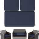 3 Pack Outdoor Patio Seat Cushions Replacement Covers Fit for 4 Pieces 4-Seater Wicker Rattan Patio Conversation Set Loveseat Chair Couch Furniture,36x18x2,18x18x2,Navy Blue-Cover Only