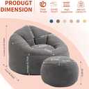 Bean Bag Chairs, Gaint Bean Bag Couch with Memory Foam for Adults and Kids, Microfiber Upholstered Sofa with Ottoman, Comfy Lazy Bean Bag Reading Chair for Living Room