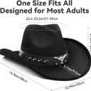 WQWOVRVO Cowboy Hat,Cowgirl Hat,Cowboy Hats for Women Men Western Cowgirl Hats White/Black (Black), One Size