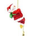 Climbing Santa Claus 9" Christmas Ornament Xmas Decoration Climbs Up and Down Battery Operated Toy with Light Music and Sound Animated Climbing on Beads Musical Moving Figure Xmas Christmas Ornament