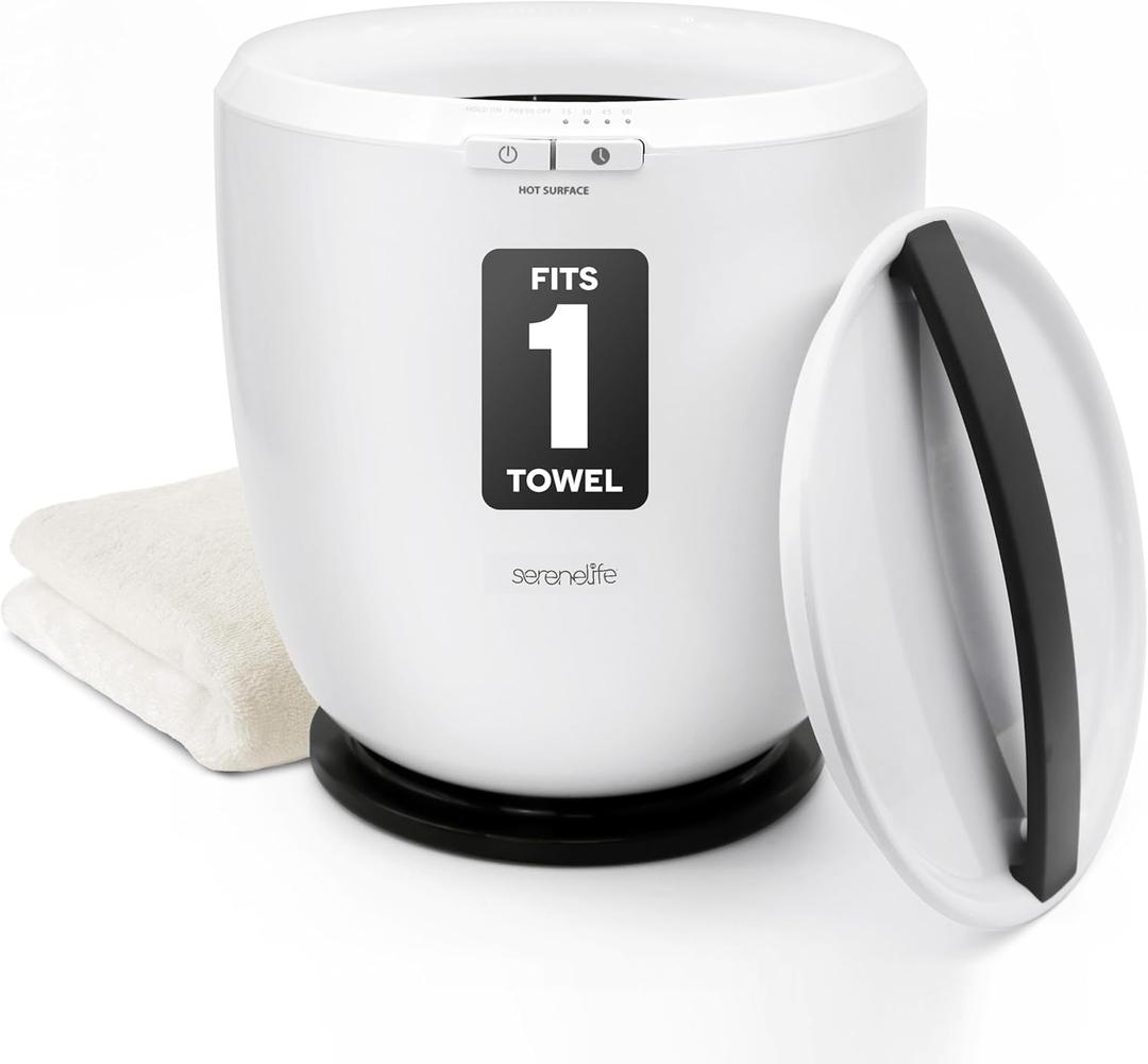 SereneLife Counter Towel Warmer Bucket - with Customized Fragrance for Spa and Bathroom, Luxury Towel Heater, Auto Shut off, Fits 1 large Towel, Blanket, Bathrobe, PJs (Black)