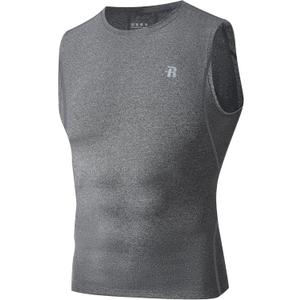 Runhit Sleeveless Compression Shirt Men Tank Top Athletic Muscle Shirts for Men (Gray, XL)