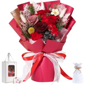 Emibele Flowers for Delivery Prime, Preserved Flowers Bouquets, Eternal Red Roses Last 3 to 5 Years, Birthday Anniversary Graduation Valentines Mother's Day Flower Gifts for Women Her Wife Mom Grandma