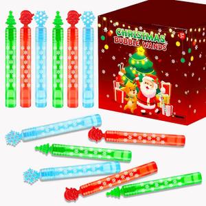 Bulk Winter Party Favors Toys Gifts for Kids 64 Pack,Holiday Mini Bubble Wands Non Candy Treats Trinkets Goodie Bag Stocking Stuffers Fillers for Toddlers,Christmas Classroom Prizes Games for Students
