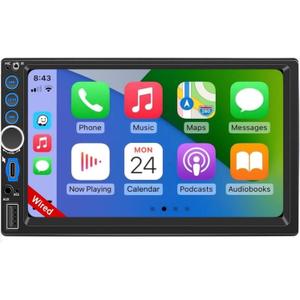 Double Din Car Stereo A-pple Carplay Radio Screen for Car Audio Receivers, Bluetooth Car Play Android Auto 7" Touchscreen, Car Radio Support Bluetooth, Mirror Link, FM, Type-C