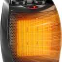 Garvee Portable Electric Space Heater - 1500W/750W Thermostat, 2-in-1 Fast Heating Ceramic Desk Heater & Fan, Safe Quiet <45 dB for Office, Room, Under Desk Use, Tip-Over Overheat Protection, Black