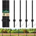 Fence Posts 4FT, Metal U Posts for Wire Fence, 10 Pack，Black
