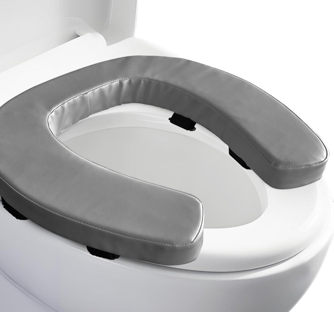 Toilet Seat Cushion with 2-inch High-Density Foam,Toilet Seat Riser-Suitable for Standard,Elongated Toilet Seats Commode Chairs Raised Toilet Seats(Grey)