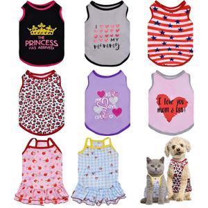 8 Pcs Pet Shirts for Small Dogs Cats,Soft and Breathable Dog Printed Clothes with Cute Patten,Dog Sweatshirt Outfit for Chihuahuas Papillons Pomeranian (for Cute Girl, Medium)