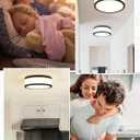 LED Flush Mount Ceiling Light, 15 inch, 24W Dimmable 3000K 4000K 5000K Matte Black Modern Round Ceiling Light Fixture for Kitchen, Hallway, Bathroom, Stairwell, LMS-054