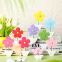 Wenqik 10 Pcs Wooden Flower Decor Spring Table Decoration Rustic Tulip Daisy Centerpiece Signs Floral Tiered Tray Decor for Mothers Day Gifts Home Kitchen Shelf Decorations(Flower)