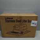 Stainless Steel Litter Box with Lid,Front Entry Top Exit Kitty LitterBox,Extra Large Enclosed Metal Cat Box with Litter Scoop & Litter Mat-Black
