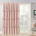 Homechoice Decor Thermal Insulated Blackout Window Curtains, 54" W x 84" L x 2 Panels, Boho Ruched Window Treatments with 3 Rows of Butterfly Flowers, Rustic Rod Pocket Drapes for Room, Light Pink (LQ-30)