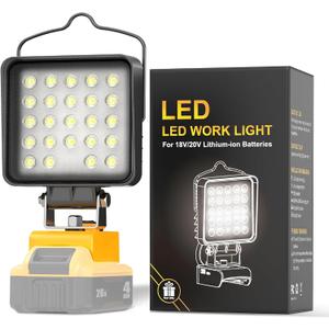 LANKA LED Work Light for Dewalt 20v Max Battery - Upgraded 48W 7200LM Cordless Work Light w/USB & Type C Charging Port 180 Adjustable Angle Portable Flood Light Flashlight, Fathers Day Presents
