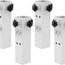 4 Pcs White Table Leg Extenders for Folding Tables, Adjustable Folding Table Leg Extensions,Metal Square Folding Table Leg Risers,Raise Table Height 3.5"/5.5"(Inner Diameter 1.86")