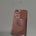 nancheng for Samsung Galaxy S24 Case, Phone Case for Galaxy S25 Girls Women Cute Glitter Luxury Soft Silicone Clear Cover with Ring Stand Strap Lanyard Shockproof Protection Case - Rose Gold