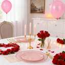 Liacere 32PCS Pink Plastic Plates - Pink Plastic Ceramic Disposable Tableware Plates Modern Dinnerware Set - Wedding & Party & Mothers Day