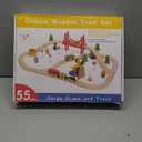 Tiny Land 55PCS Wooden Train Set - Compatible with Major Brand Tracks, Educational Toy for Toddlers & Kids Ages 3-7, Durable Wooden Railway Tracks