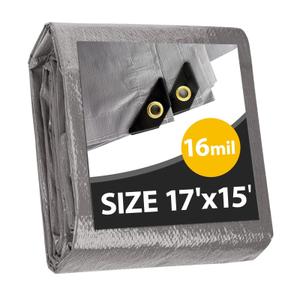 Action Air Heavy Duty Waterproof Tarp, 15x17 Feet, Double-Sided, Gray, 16mil