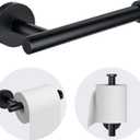 Kitsure Toilet Paper Holder Wall Mount - Sturdy Round Matte Black Toilet Paper Holder for Mega Roll, Premium 304 Stainless Steel Toilet Paper Roll Holder for Bathroom, Washroom, Black