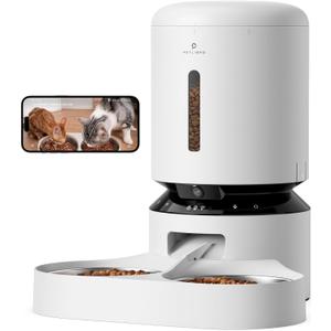 PETLIBRO Automatic Cat Feeder with Camera for Two Cats, 1080P HD Video with Night Vision, 5G WiFi Pet Feeder with Phone APP Control, 2-Way Audio for Cat & Dog, Low Food & Motion & Sound Alerts (White)