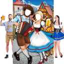Tudomro Oktoberfest Couple Photo Door Banner Party Decorations 6 x 4 ft Oktoberfest Photo Prop Bavarian Backdrop Door Banner Backdrop Supplies for Themed Party Decor German