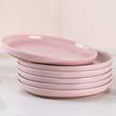 AmorArc Ceramic Appetizer Plates Set of 6, 8.25 Inch Handmade Stoneware Plates set for Dessert, Salad, Appetizer, Dinner, Microwave & Dishwasher Safe, Scratch Resistant-Cloud Pink