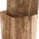 Juvale Rustic Wood Wall Mounted Magazine Rack and File Organizer with Menu Basket - Magazine Holder - Mail Organizer (12 in)