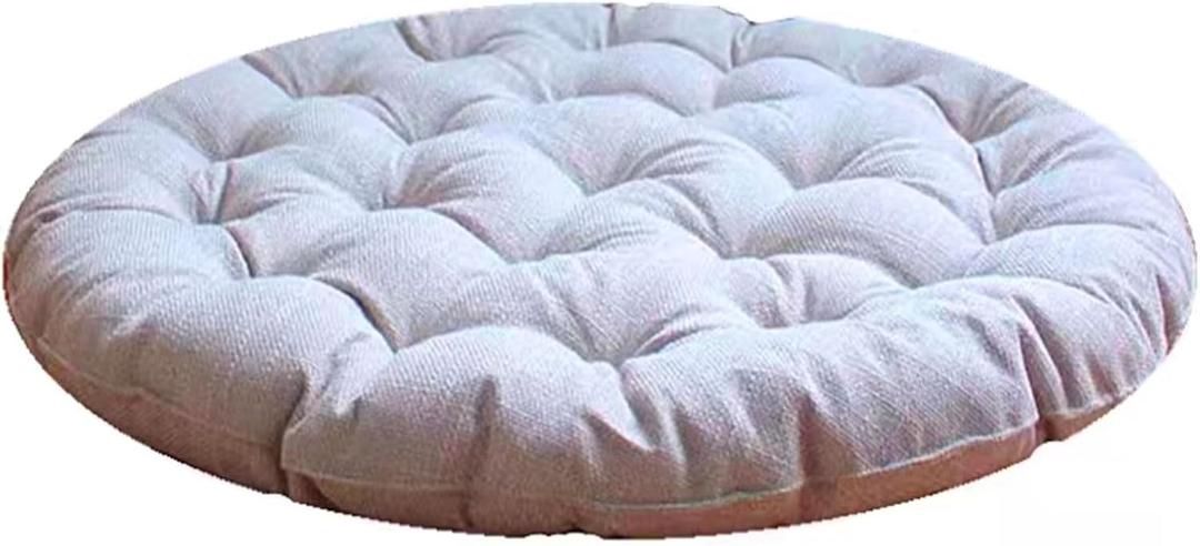 Large Linen Floor Cushions,Round Futon Pillows Japanese Style Tufted Floor Pillows Meditation Cushions for Seating On Pad for Yoga Sofa Balcony(Size:30x30inch,Color:Beige), 75x75cm