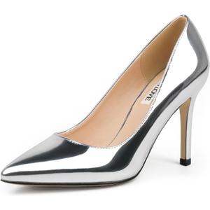 JOY IN LOVE Women's Pumps Shoes 3.5" High Heels Pointy Toe Stiletto Pumps (6, Silver Patent)