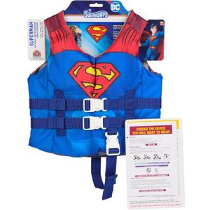 SwimWays DC Swim Trainer Life Jacket, US Coast Guard Approved Life Vest Kids Swim Vest, Pool Floats & Life Jackets for Kids 33-55 lbs, Superman
