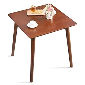 OGMILL 27.6" Small Dining Table Square for 2, Kitchen Dinner Table Rustic Wood Dining Table Mid Century Modern Farmhouse Table with Solid Wood Leg for Small Spaces(Walnut)