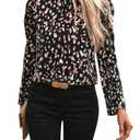 SHENHE Women's Puff Long Sleeve Blouse Dressy Casual Frilly Mock Neck Fall Blouse Top Black Small (M)