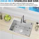 Kitchen Sink,25x18 Inch Stainless Steel Drop In Topmount Kitchen And Bar Sink Stylish and Modern Look Come With Bottom Grid,Drain Basket And Drain Assembly Add Elegance & Enhance Usability.