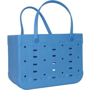 Large All Purpose Flex Laundry Tote, Waterproof & Washable (Blue Isle)