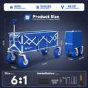 Originsure 300L Collapsible Beach Wagon with Balloon Wheels, 560lbs, Blue