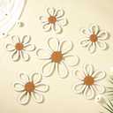 Barydat 6 Pcs Boho Nursery Decor Daisy Flower Woven Macrame Wall Hanging 3 Size Daisy Flower Wall Decor Bohemian Nursery Decorations for Home Dorm Art(White)