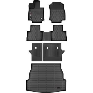 Floor Mats & Cargo Liner for Toyota RAV4 2019-2025 (Hybrid & Gas), Car Mats Full Set 6-Piece,All-Weather TPE Protection 1st,2nd Row Car Liners,Backrest Mat & Trunk Mat,Black