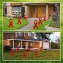 Drydiet 6 Pcs Ribbon Awareness Yard Signs with Metal Stakes 14 Ribbon Health Awareness Lawn Stakes Waterproof Patio Sign for Outdoor Garden Church(Red)