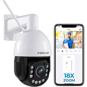 FOSCAM 4MP WiFi PTZ Outdoor Camera, 18X Optical Zoom with Auto Tracking, 2.4/5GHz WiFi Camera for Home Security, Person/Vehicle/Animal Detection, 656ft Night Vision, 350 Pan 90 Tilt, Two-Way Audio