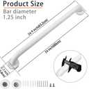 Shower Grab Bar, 2 Pack 24 Inch White Bathroom Grab Bar, 1.25" Diameter 304 Stainless Steel Anti-Slip Grab Bars for Bathtubs and Showers, Handicap Shower Grab Bar for Seniors Elderly