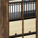 Furinno Cubicle Book Shelf, 8-Cube Thick Frame Bookshelf, Horizontally & Vertically Reversible Bookcase with Open Back, 14.6" x 30" x 57.9", for Living Room, Bedroom, Home Office, Amber Pine