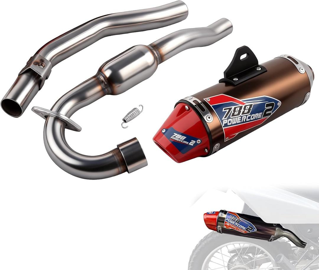 JFG RACING Dirt Bike Slip On Exhaust,Motorcycle Muffler Pipe Full Kit for CRF150F CRF230F 2003-2017/TAO TAO TBR7/HAWK 250-Red