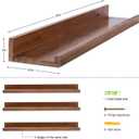 MBYD Floating Wall Shelves Wood Photo Picture Ledge Shelf, 24 Inch Light Walnut Nursery Kids Bookshelf 3 Same Sizes, Kitchen Spice Rack Bathroom Storage Shelves, Wall Mounted Shelves for Bedroom, Set of 3 24 in